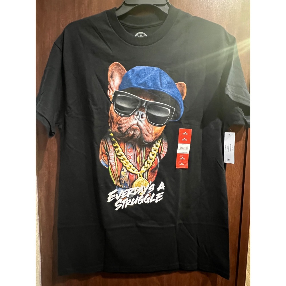 Men's Rapper Bulldog Cotton Graphic Tee with Short Sleeves, Size M